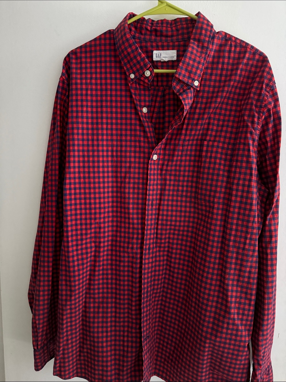 GAP Red and Navy Check Button-Down Casual Shirt